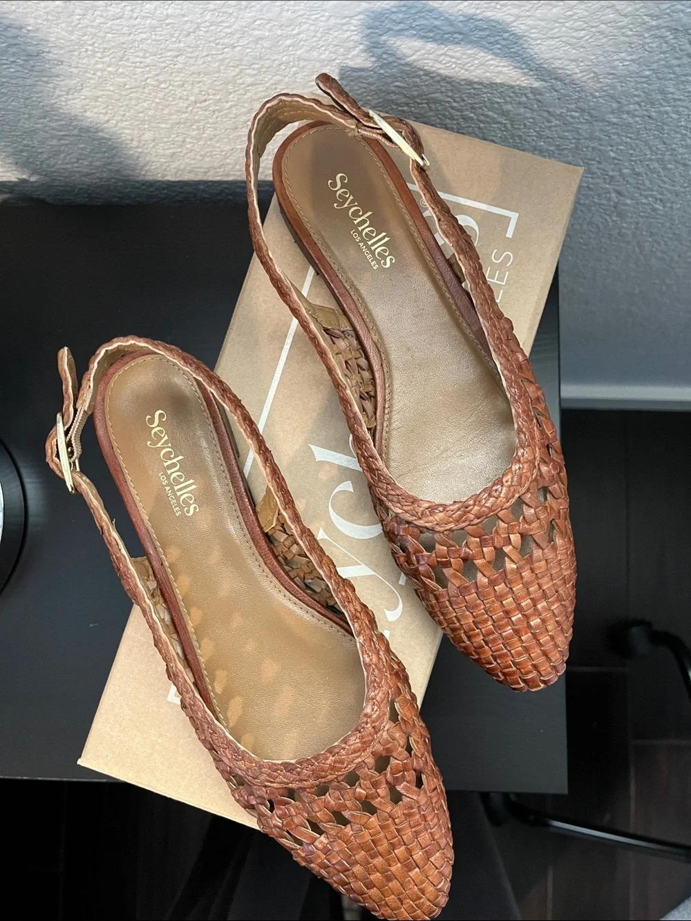 Seychelles Woven Slingback Flats in Tan Brown - Picture 2 of 3